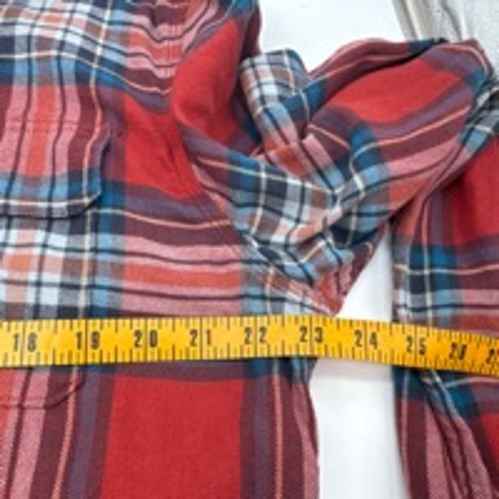 Men's LUCKY BRAND Plaid Flannel Shirt Size L Red Rust Blue - Picture 7 of 9
